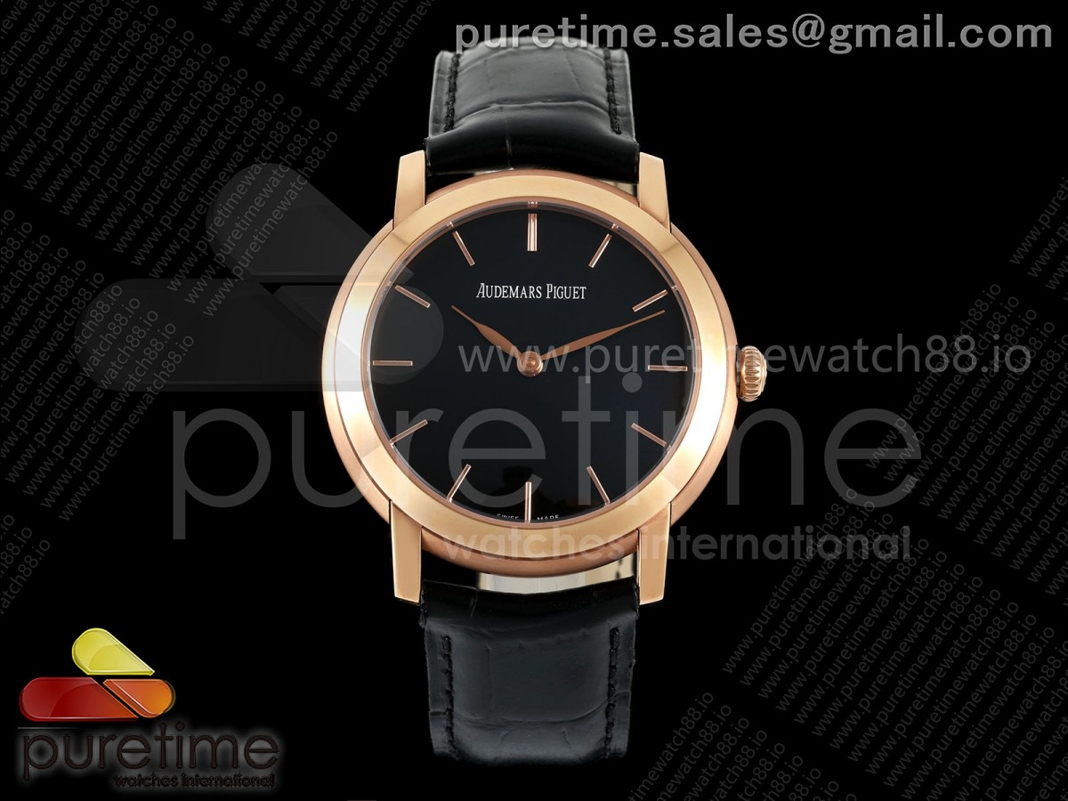 OMF 오데마피게 줄스오데마 15120 로즈골드 블랙다이얼 블랙가죽스트랩  Jules Audemars 15120 RG OMF 1:1 Best Edition Black Dial on Black Leather Strap A3120