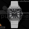 GF V2 까르띠에 산토스 라지 PVD블랙케이스 블랙다이얼 스틸브레이슬릿 Santos de Cartier 40mm PVD GF 1:1 Best Edition White Dial on SS SmartLinks Bracelet MIYOTA 9015 V2 (Free Leather)