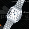GF 까르띠에 산토스 미듐 화이트다이얼 스틸브레이슬릿 Santos de Cartier 35mm 2018 GF 1:1 Best Edition White Dial on SS SmartLinks Bracelet MIYOTA 9015