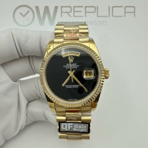 (#국내# 당발) QF 롤렉스 데이데이트36 텅스텐(Cu-W) 옐로우골드 오닉스다이얼 스틸브레이슬릿