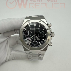 (#국내# 당발) APSF 오데마피게 로얄오크 크로노 26240 블랙다이얼 스틸브레이슬릿