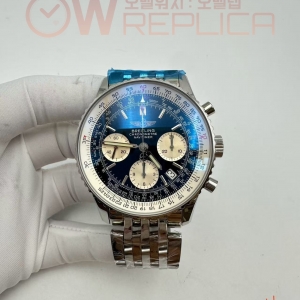 (당발) BPF 브라이틀링 구 네비타이머01 블랙다이얼 스틸브레이슬릿