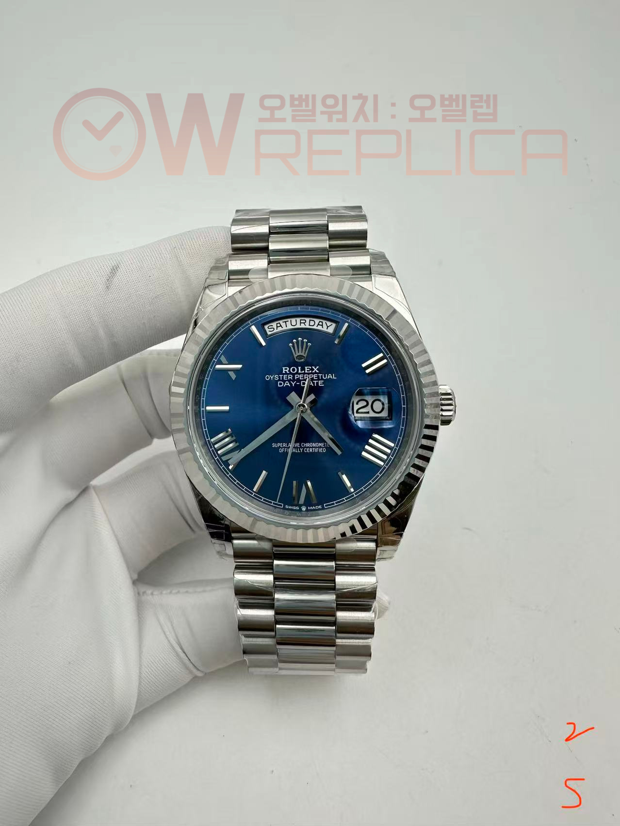 (#국내# 당발) VSF 롤렉스 데이데이트40 텅스텐(Cu-W) 블루로만다이얼 스틸브레이슬릿