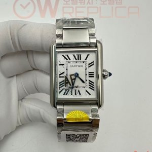 (#국내# 당발) AF 까르띠에 탱크머스트 미듐 화이트다이얼 스틸브레이슬릿
