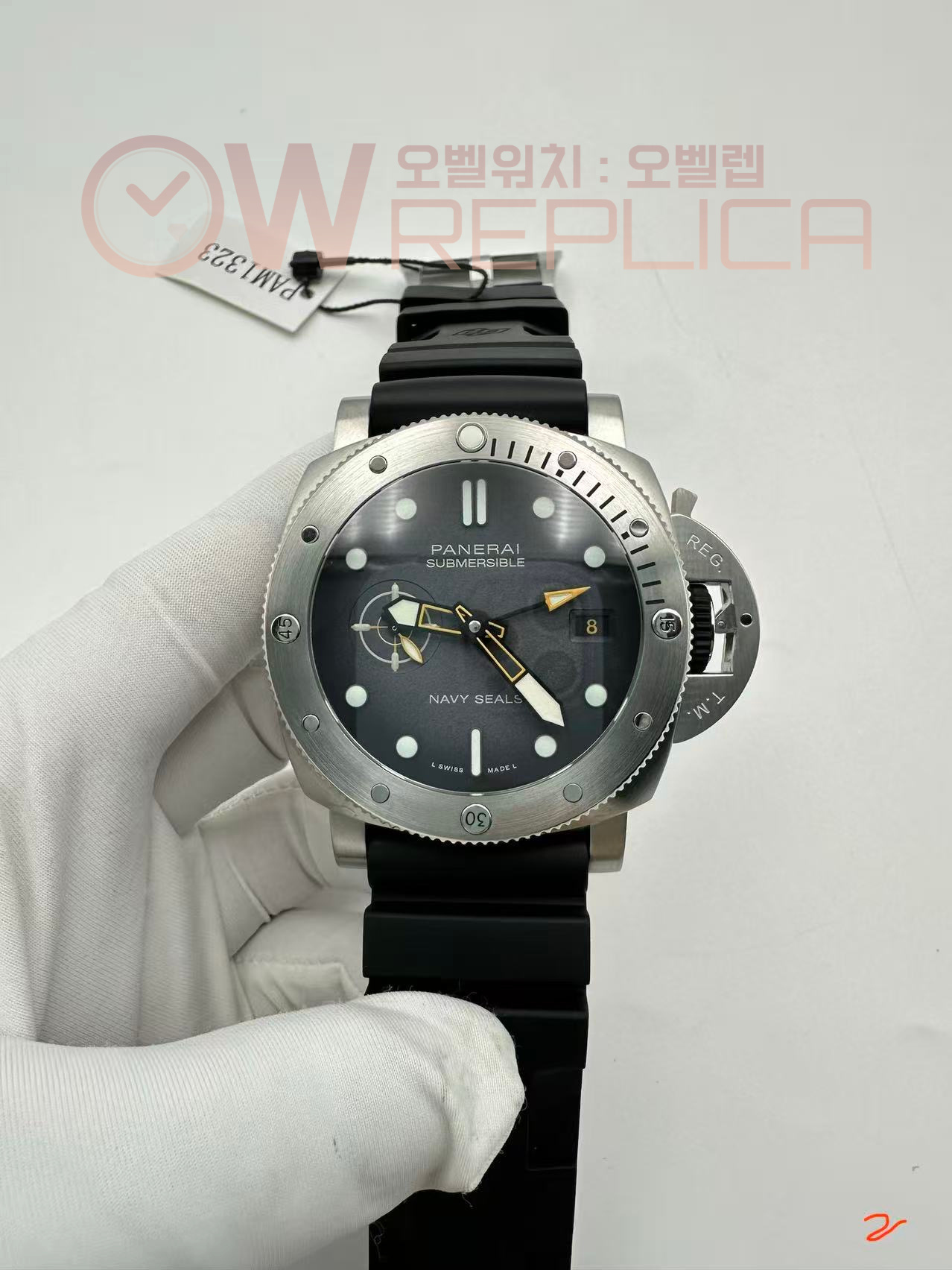 (#국내# 당발) VSF 파네라이 섭머저블 PAM1323 44미리 그레이다이얼 블랙러버스트랩