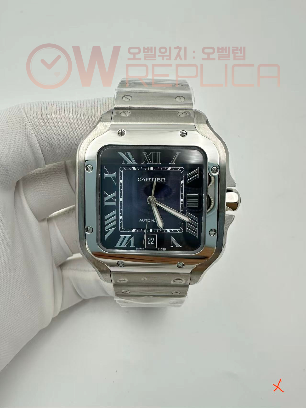 (#국내# 당발) GF V2 까르띠에 산토스 라지 블루다이얼 스틸브레이슬릿