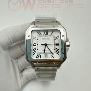 (#국내# 당발) GF V2 까르띠에 산토스 라지 40미리 화이트다이얼 스틸브레이슬릿