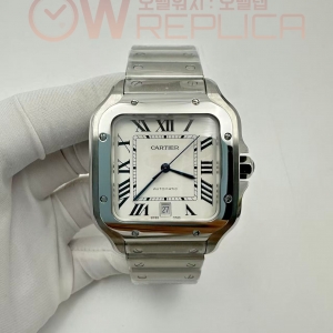 (#국내# 당발) GF V2 까르띠에 산토스 라지 40미리 화이트다이얼 스틸브레이슬릿