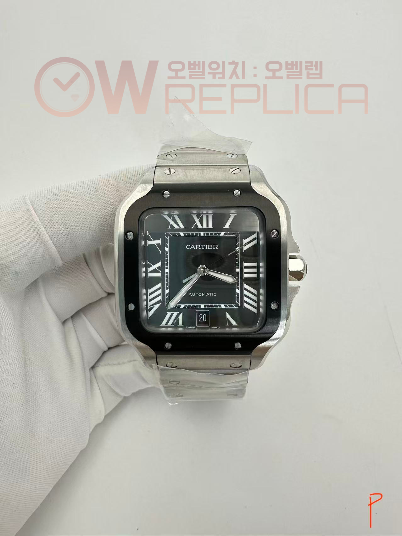 (#국내# 당발) GF V2 까르띠에 산토스 라지 40미리 세라빅베젤 블랙다이얼 스틸브레이슬릿