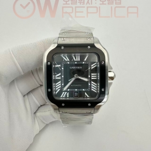 (#국내# 당발) GF V2 까르띠에 산토스 라지 40미리 세라빅베젤 블랙다이얼 스틸브레이슬릿