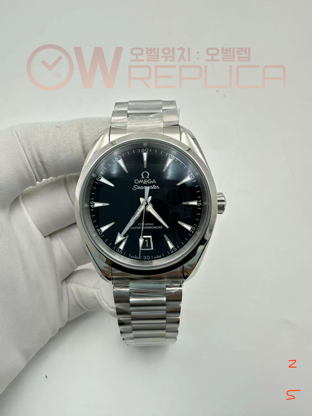 (당발) VSF 오메가 씨마스터 아쿠아테라 150M 38미리 블랙다이얼 스틸브레이슬릿
