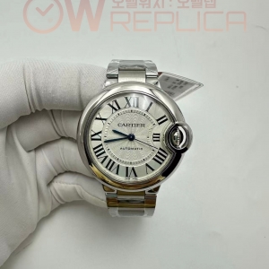 (#국내# 당발) 3KF 까르띠에 발롱블루 33미리 화이트다이얼 스틸브레이슬릿