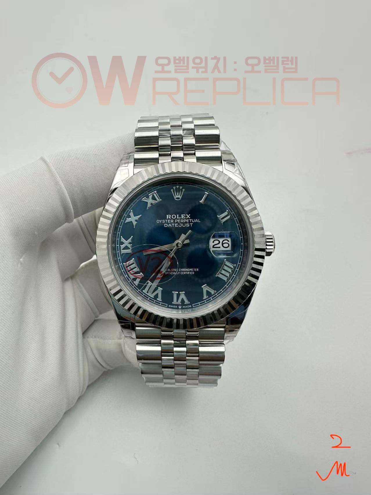 (#국내# 당발) VSF V2 롤렉스 데이저스트41 블루로만다이얼 쥬벨레브레이슬릿 133g