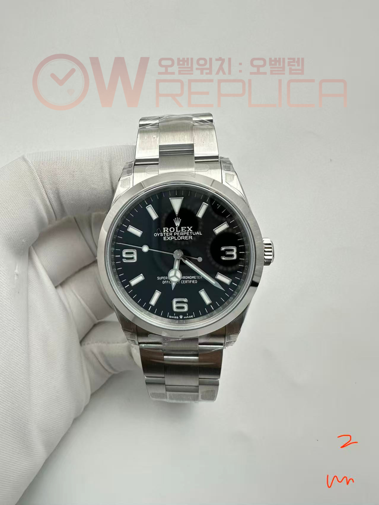 (#국내# 당발) VSF 롤렉스 익스플로러36 블랙다이얼 스틸브레이슬릿