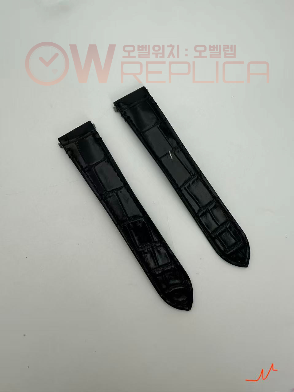 (#국내# 당발) (제작) 산토스 라지 40미리 블랙유광 악어가죽스트랩 (버클포함)