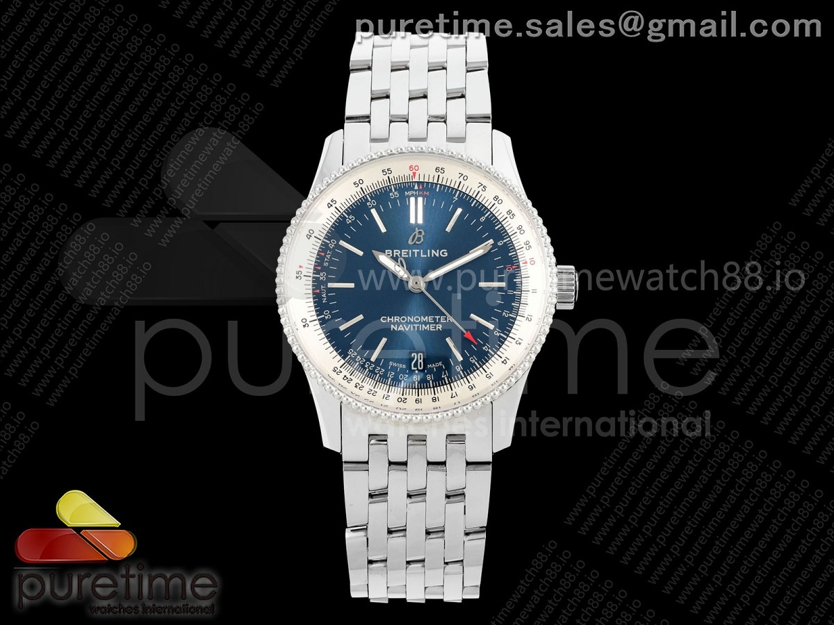 TF 브라이틀링 네이타이머 데이트 38미리 블루다이얼 스틸브레이슬릿 Navitimer 38 Date SS TF 1:1 Best Edition Blue Dial on SS Bracelet A2824