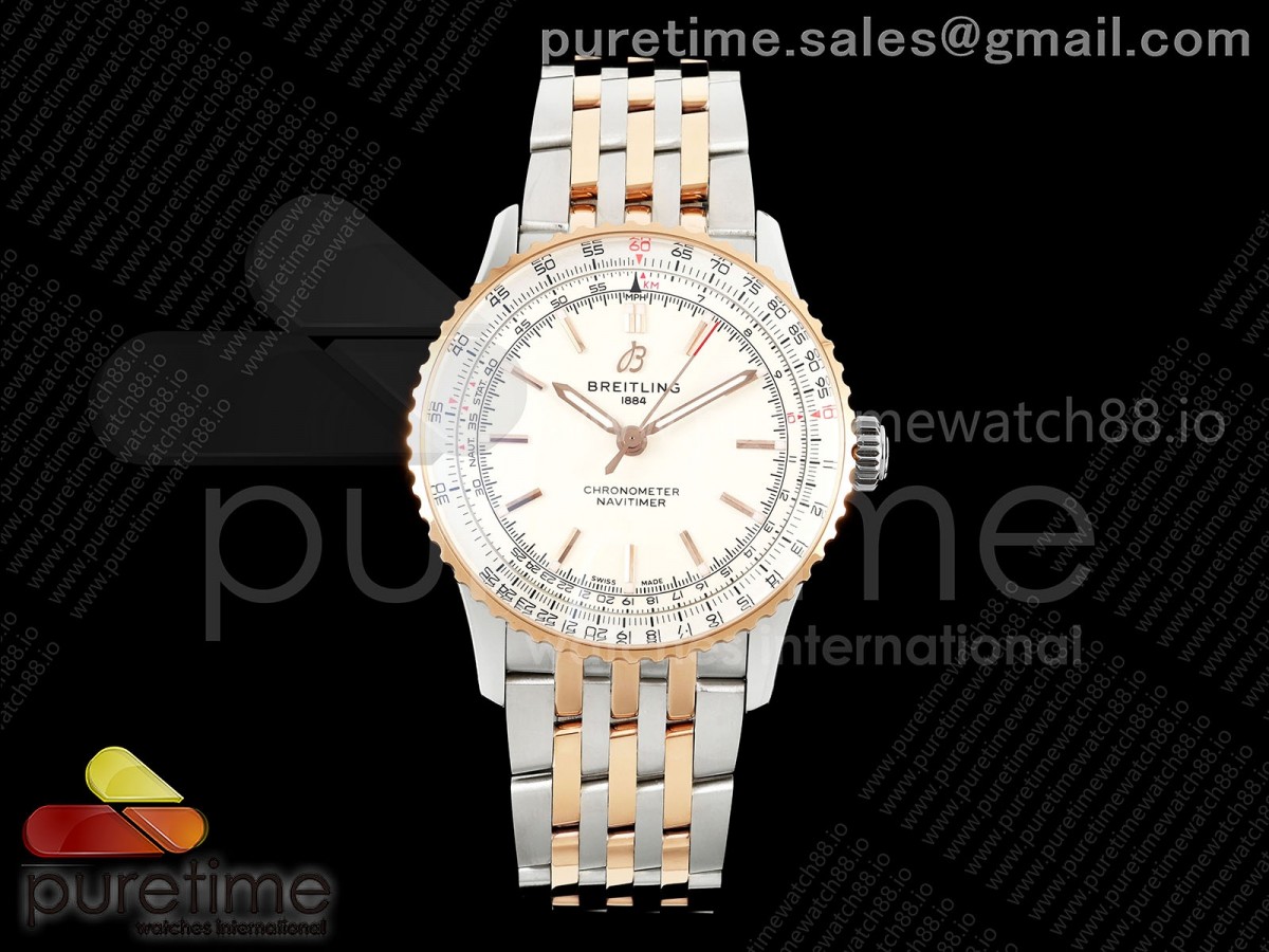 TF 브라이틀링 네이타이머 로즈골드콤비 41미리 화이트다이얼 스틸브레이슬릿 Navitimer 41 SS/RG TF 1:1 Best Edition White Dial on SS/RG Bracelet A2824