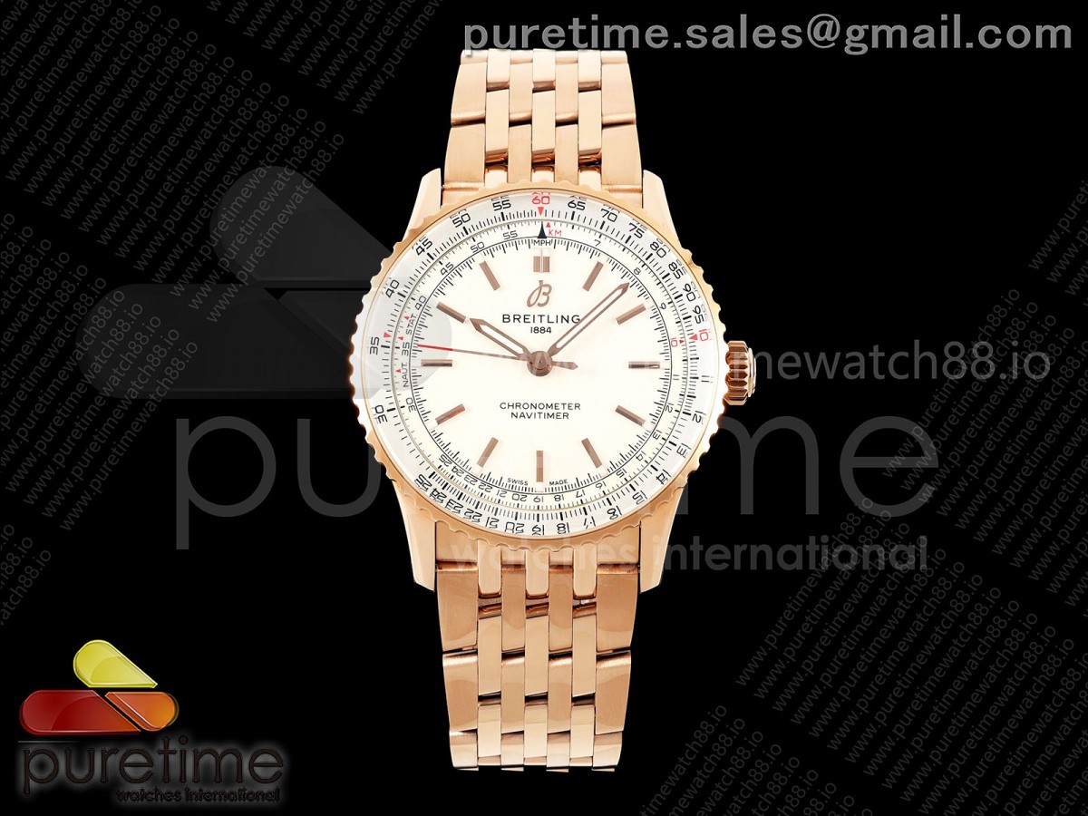 TF 브라이틀링 네이타이머 로즈골드 41미리 화이트다이얼 스틸브레이슬릿 Navitimer 41 RG TF 1:1 Best Edition White Dial on RG Bracelet A2824