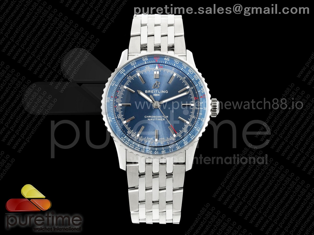TF 브라이틀링 네이타이머 41미리 블루다이얼 스틸브레이슬릿  Navitimer 41 SS TF 1:1 Best Edition Blue Dial on SS Bracelet A2824