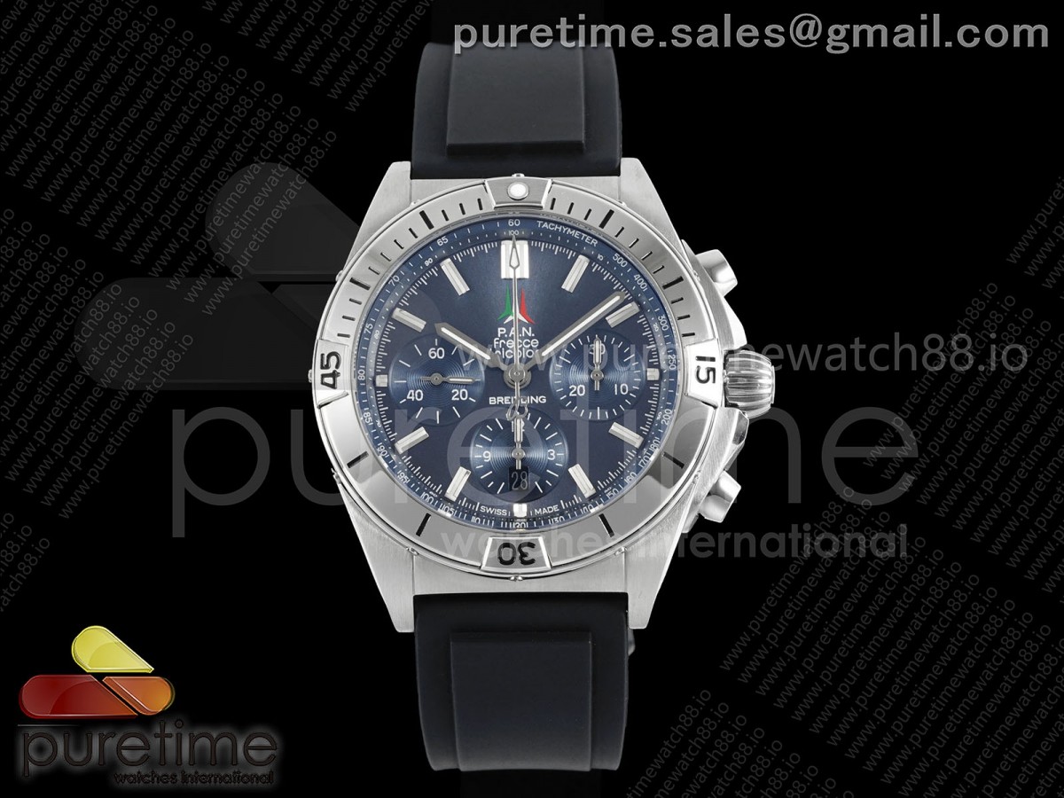 TF V2 브라이틀링 크로노맷B01 42미리 블루다이얼 블랙러버스트랩 Chronomat B01 42mm SS TF 1:1 Best Edition Blue Dial on Black Rubber Strap A7750 V2