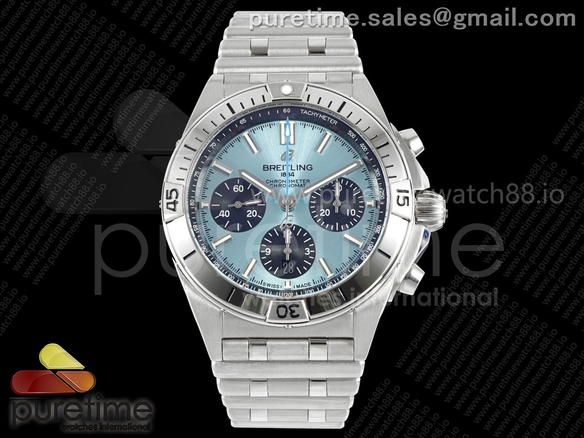 TF V2 브라이틀링 크로노맷B01 42미리 아이스블루다이얼 스틸브레이슬릿 Chronomat B01 42mm SS TF 1:1 Best Edition Blue/Black Dial on SS Bracelet A7750 V2