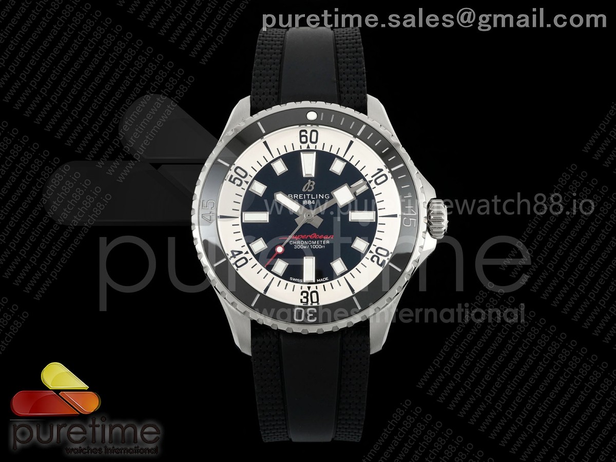 TF 브라이틀링 슈퍼오션 44미리 블랙베젤 블랙다이얼 블랙러버스트랩 SuperOcean Automatic 44 SS Black Bezel TF 1:1 Best Edition Black Dial on Black Rubber Strap A2824