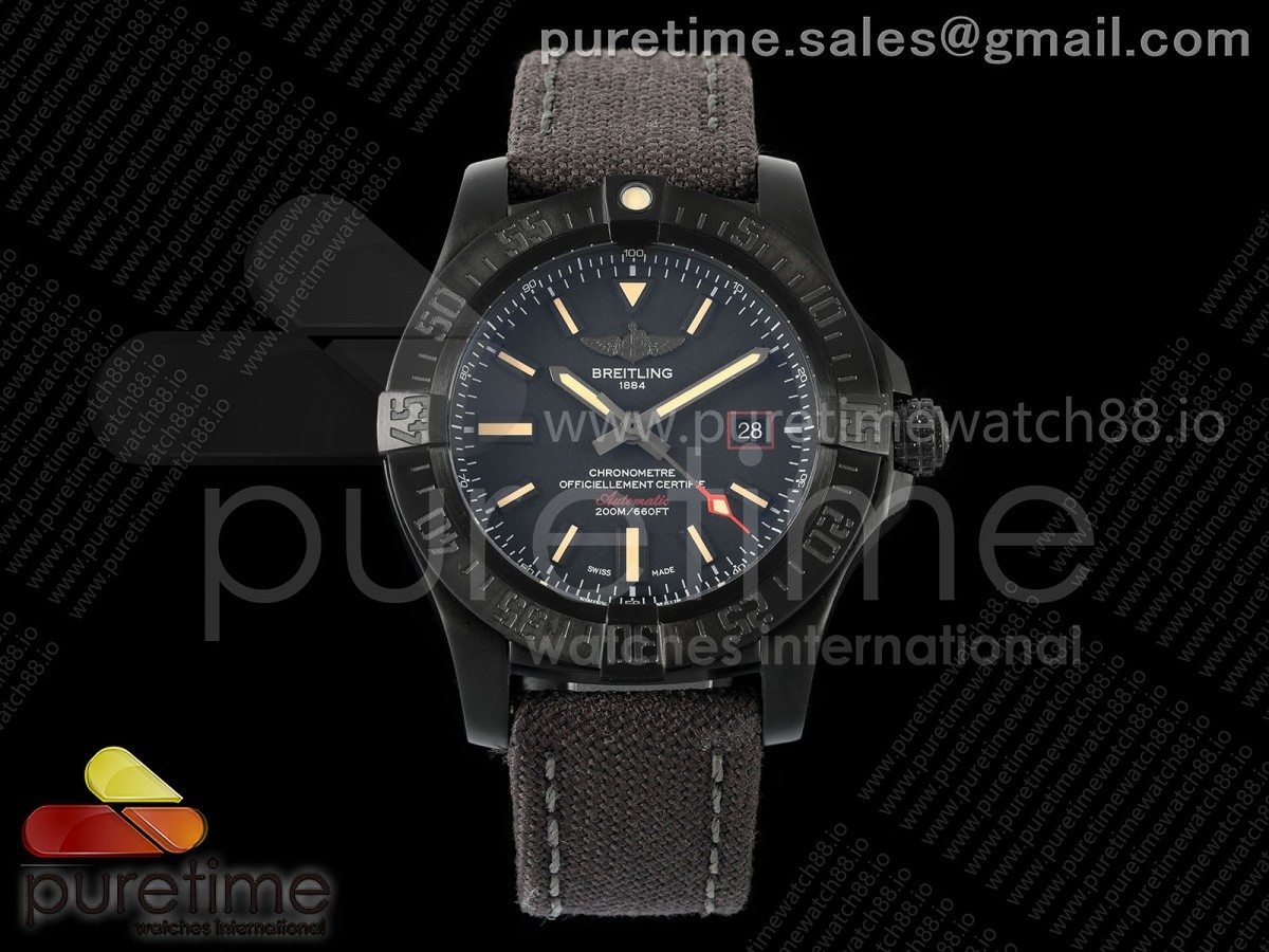 TF V2 브라이틀링 어벤저 블랙버드 PVD 44미리 블랙다이얼 블랙나일론스트랩 Avenger BlackBird 44mm PVD TF1:1 Best Edition Black Dial on Black Nylon Strap A2824 V2
