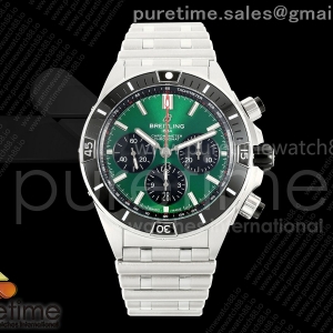 TF 브라이틀링 슈퍼 크로노맷 B01 44미리 그린다이얼 스틸브레이슬릿 Super Chronomat B01 44 SS TF 1:1 Best Edition Green Dial on SS Bracelet A7750
