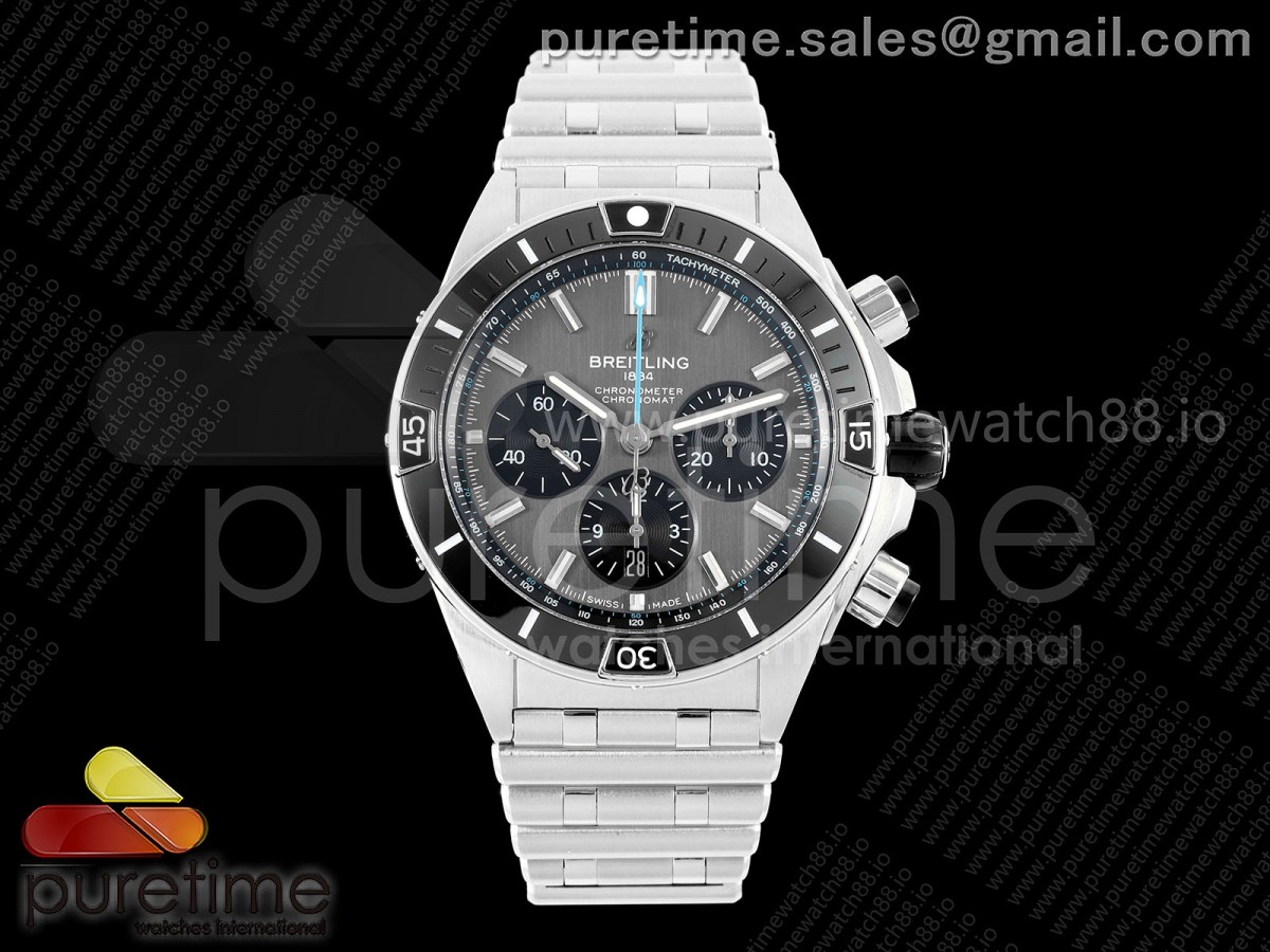 TF 브라이틀링 슈퍼 크로노맷 B01 44미리 그레이다이얼 스틸브레이슬릿 Super Chronomat B01 44 SS TF 1:1 Best Edition Gray Dial on SS Bracelet A7750