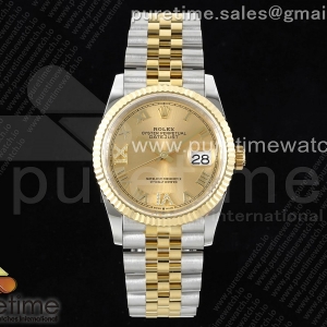 GMF 롤렉스 데이저스트36 옐로우골드콤비 골드로만다이얼 스틸브레이슬릿 Datejust 36 SS/YG 904L Steel JDF 1:1 Best Edition YG Dial Diamonds 6/9 Markers on SS/YG Bracelet VR3235