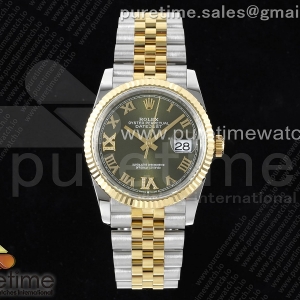 GMF 롤렉스 데이저스트36 옐로우골드콤비 그린로만다이얼 스틸브레이슬릿 Datejust 36 SS/YG 904L Steel JDF 1:1 Best Edition Green Dial Diamonds 6/9 Markers on SS/YG Bracelet VR3235