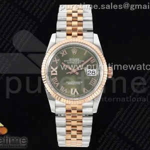GMF 롤렉스 데이저스트36 로즈골드콤비 그린로만다이얼 스틸브레이슬릿 Datejust 36 SS/RG 904L Steel JDF 1:1 Best Edition Green Dial Diamonds 6/9 Markers on SS/RG Bracelet VR3235