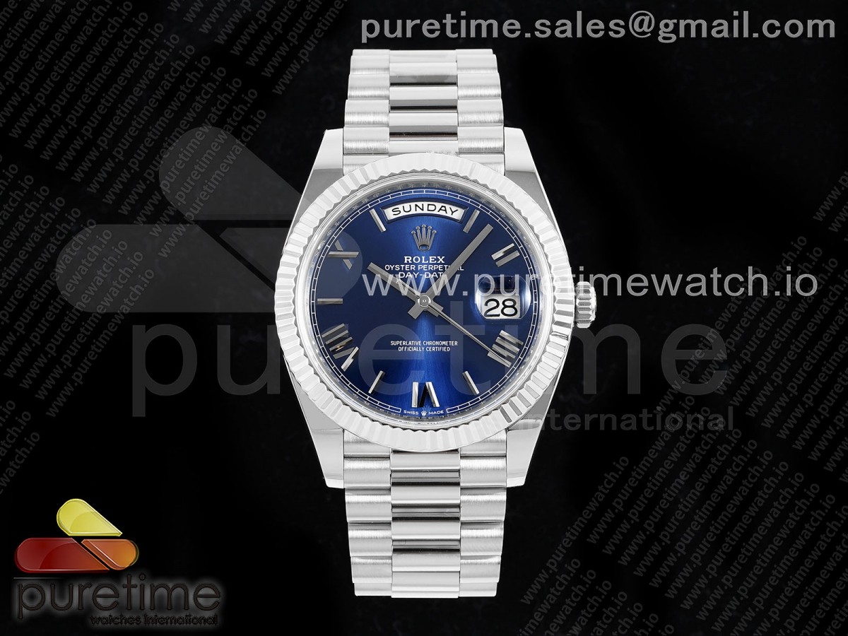 ARF 롤렉스 데이데이트40 텅스텐(Cu-W) 블루로만다이얼 스틸브레이슬릿 Day Date 40 SS 228236 ARF 1:1 Best Edition Blue Roman Dial on President Bracelet VR3255 (Gain Weight)