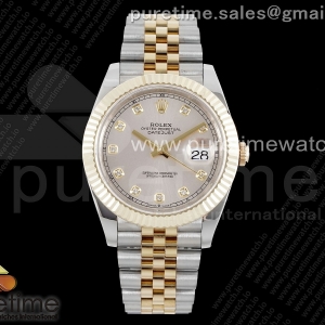 GMF V2 롤렉스 데이저스트41 옐로우골드 포금콤비 실버다이아다이얼 스틸브레이슬릿 DateJust 41 SS/YG 126333 JDF Gold Wrapped 904L Steel Silver Dial Diamonds Markers on Jubilee Bracelet V2