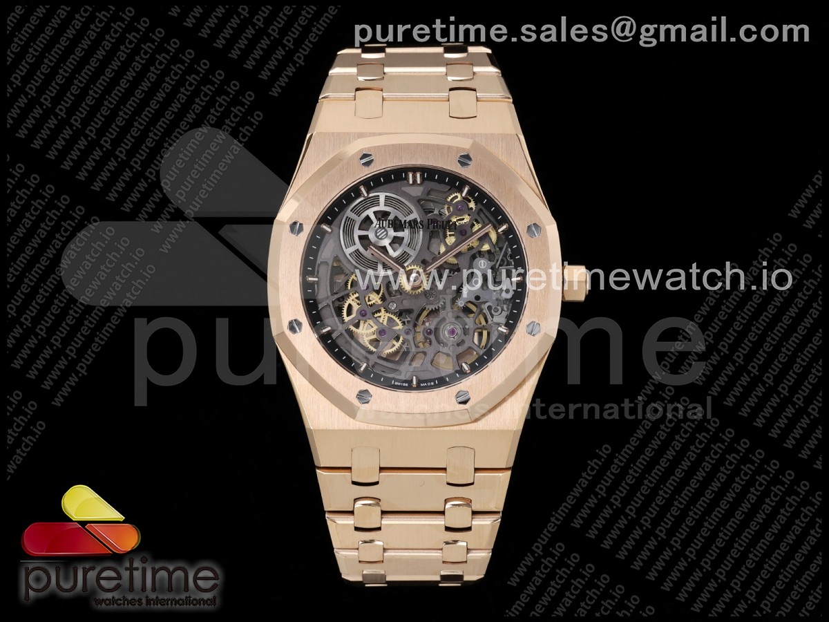 ZF 오데마피게 로얄오크 16204 오픈워크 로즈골드 스켈레톤다이얼 스틸브레이슬릿 Royal Oak Openworked 16204 RG ZF 1:1 Best Edition Skeleton Dial on RG Bracelet A7124