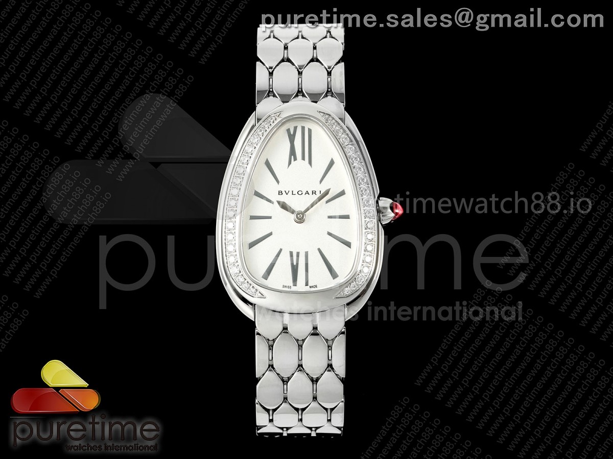 BVF 불가리 세르펜티 세두토리 다이아베젤 화이트다이얼 스틸브레이슬릿 Serpenti Seduttori SS BVF 1:1 Best Edition White Dial Diamonds Bezel on SS Bracelet ETA Quartz