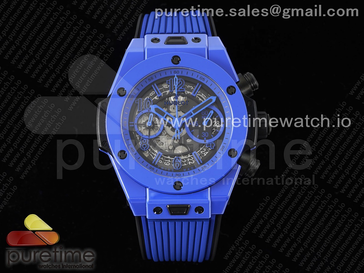 ZF BBF 위블로 빅뱅 유니코 블루매직세라믹 스켈레톤다이얼 블루러버스트랩  Big Bang Unico Blue Magic Ceramic ZF 1:1 Best Edition Skeleton Dial on Blue Rubber Strap A1280