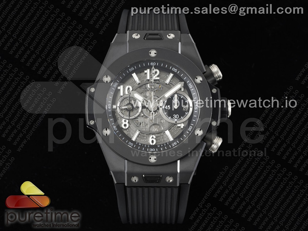 ZF BBF 위블로 빅뱅 유니코 블랙세라믹 스켈레톤다이얼 블랙러버스트랩  Big Bang Unico Black Ceramic ZF 1:1 Best Edition Skeleton Dial on Black Rubber Strap A1280