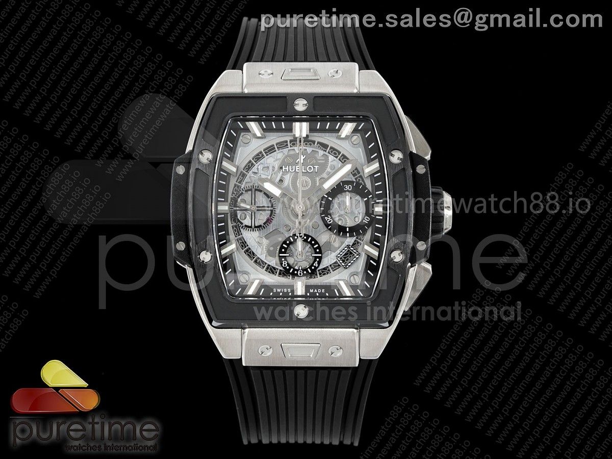 BBF 위블로 스피릿오브빅뱅 세라믹베젤 스켈레톤다이얼 블랙러버스트랩 Spirit of Big Bang Titanium BBF 1:1 Best Edition Black Ceramic Bezel Skeleton Dial on Black Rubber Strap A7750