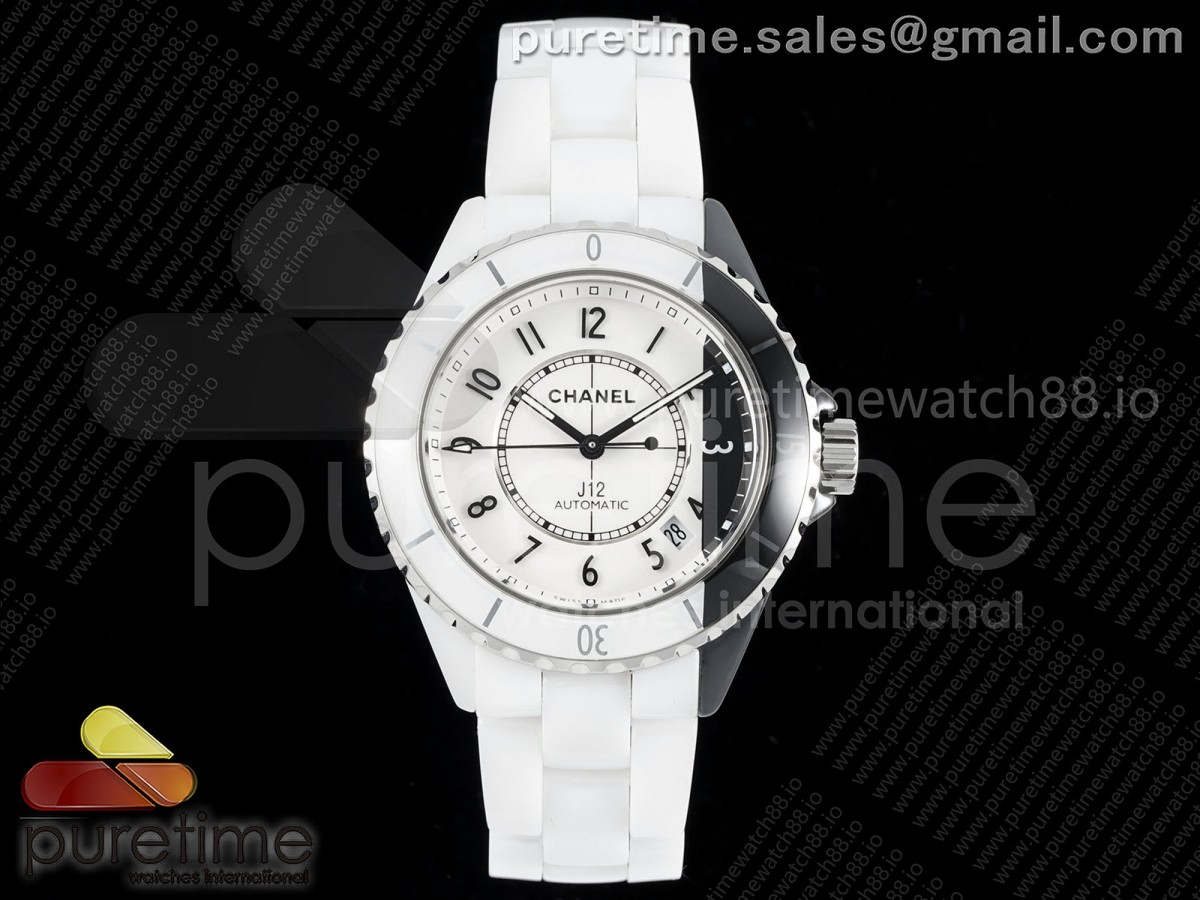 HTF 샤넬 J12 화이트/블랙세라믹 38미리 화이트다이얼 세라믹브레이슬릿 J13 38mm HTF 1:1 Best Edition White/Black Korea Ceramic White Dial on Bracelet A12.2