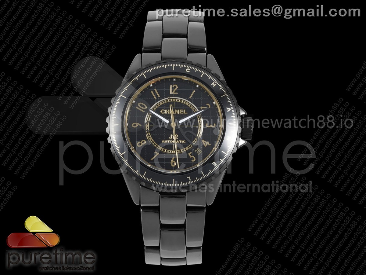 HTF 샤넬 J12 블랙세라믹 38미리 블랙로골텍스쳐다이얼 세라믹브레이슬릿 J13 38mm HTF 1:1 Best Edition Black Korea Ceramic Black RG Textured Dial on Bracelet A12.2