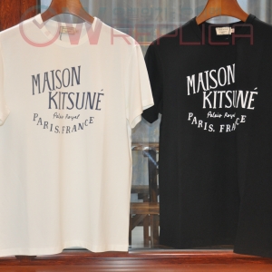 탑키츠네 메종키츠네 프린트로고 라운드 면 티셔츠 (2컬러)