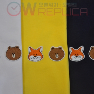 탑키츠네 메종키츠네 X 라인 프렌즈 라운드 면 티셔츠 (3컬러)