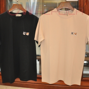 탑키츠네 메종키츠네 더블폭스 라운드 면 티셔츠 (2컬러)