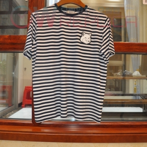 탑키츠네 메종키츠네 폭스패치 스트라이프 라운드 면티셔츠