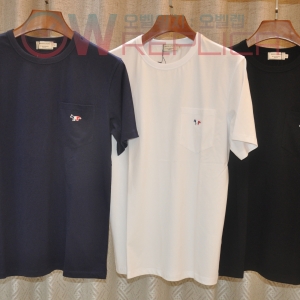 탑키츠네 메종키츠네 트리컬러폭스 라운드 포켓 면티셔츠 (3컬러)