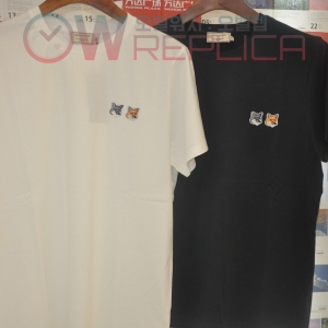 탑키츠네 메종키츠네 더블폭스헤드 라운드 면 티셔츠 (2컬러)