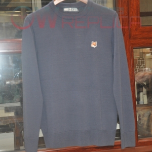 탑키츠네 메종키츠네 폭스헤드 크루넥 네이비 울 스웨터