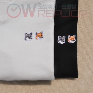 탑키츠네 메종키츠네 더블폭스헤드 라운드 맨투맨 티셔츠 (2컬러)