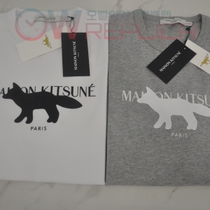 탑키츠네 메종키츠네 클래식폭스 프린트 라운드 면 티셔츠 (2컬러)